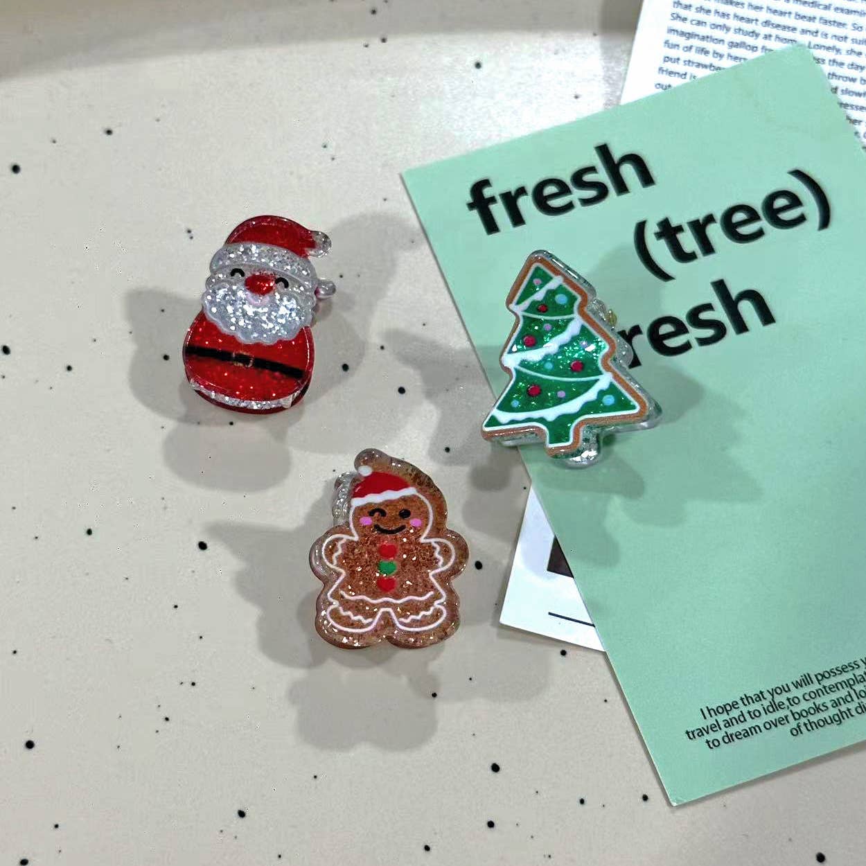 SoapElenGlen - Vente Pince à cheveux – femme - Pince à cheveux Père Noël et arbre scintillants, pince à griffes inspirée de Noël8