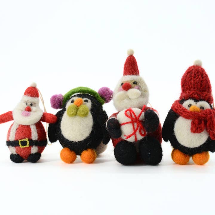 Woollyfelt - Wholesale Ornament - Hand Felted Christmas Penguin with Scarf & Hat Ornament7