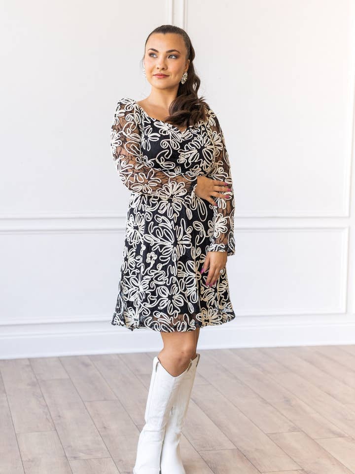 Black Classic Harmony Lace Dress for wholesale on Faire0