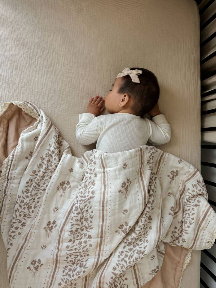 Ellie and Layne - Wholesale Bedding Blanket - Kids & Baby - Lettie Floral 6 Layer Gauze Blanket5