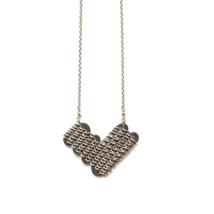 Annaway Sterling Silver & Grey Leather Heart-Shaped Pendant Necklace for wholesale by Solid Design Studios