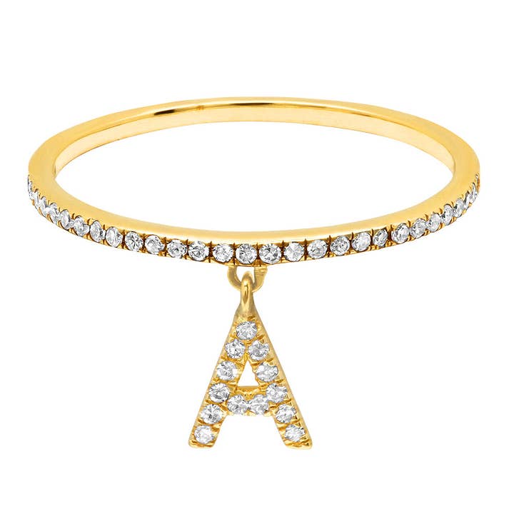 INITIAL CHARM RING, GOLD for wholesale by JEN HANSEN