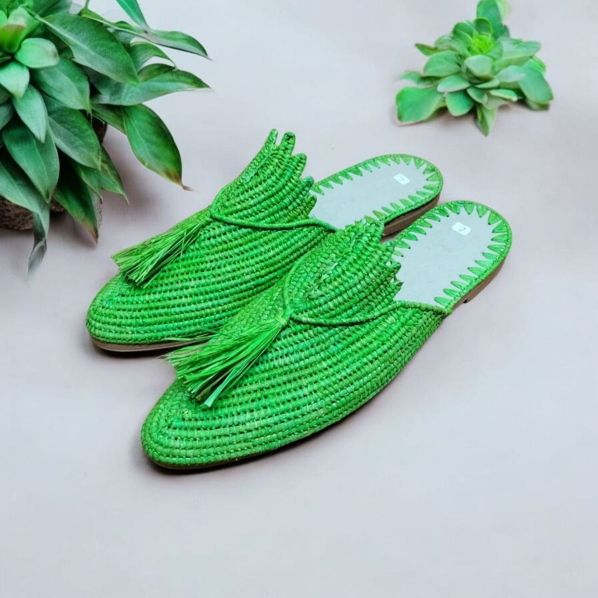 Berberparadise - Wholesale Slippers - Women's - Handmade Raffia Slippers with Genuine Leather Soles4