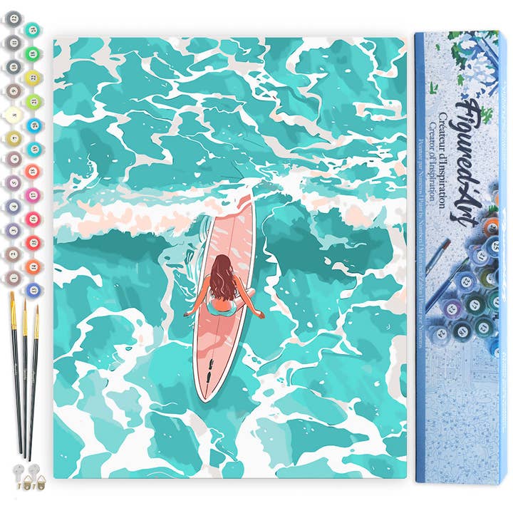 Paint by numbers Girl Amongst the Waves - Rolled canvas for wholesale by Figured'Art (UK)