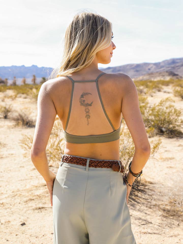 Leto Accessories - Wholesale Bralette - Women's - Crescent Moon Dream Catcher Tattoo Mesh Bralette 🌙