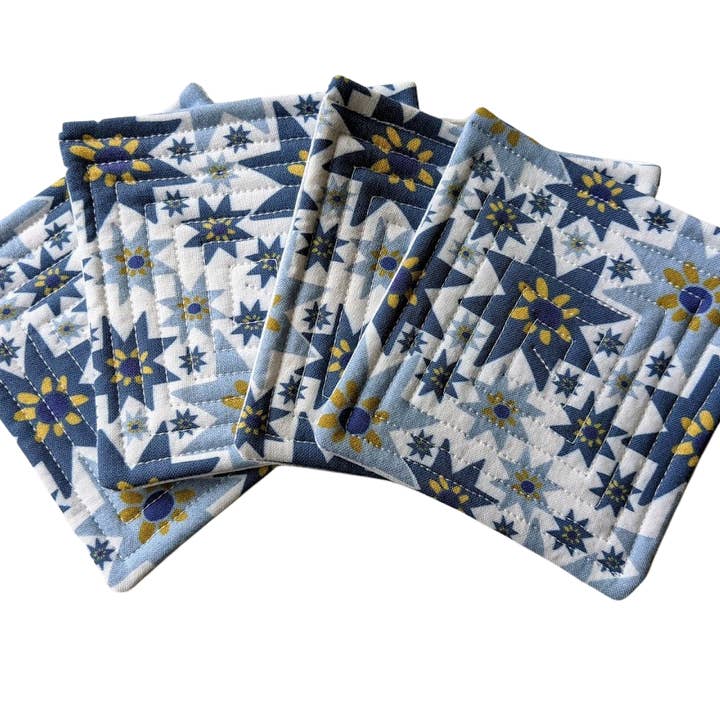 Vintage Dahlia Star Quilted Coasters for wholesale by One Stitch Back