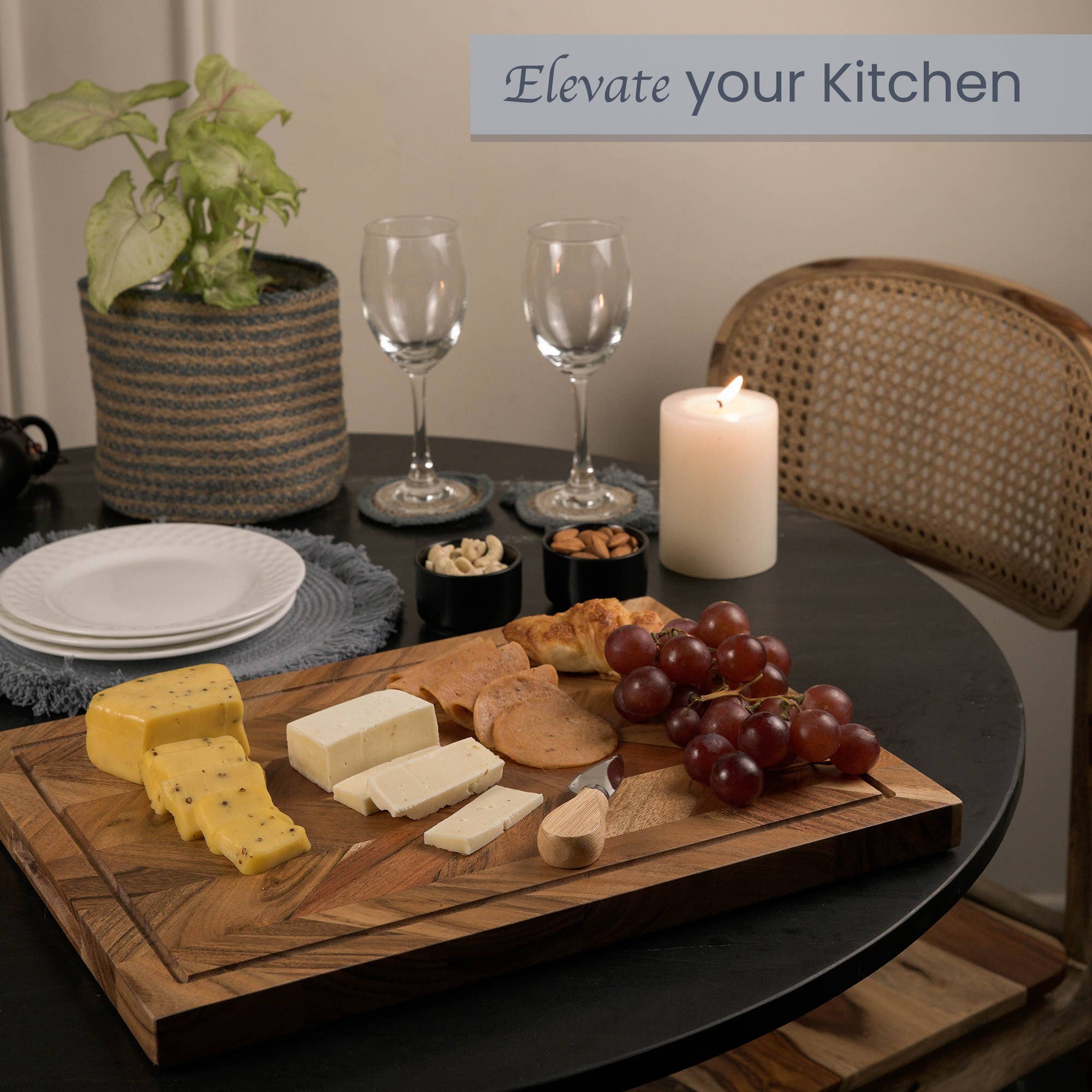 The Fine Living Company - Wholesale Cutting Board - Handmade Indian Acacia Wood Large Thick Chopping Board2