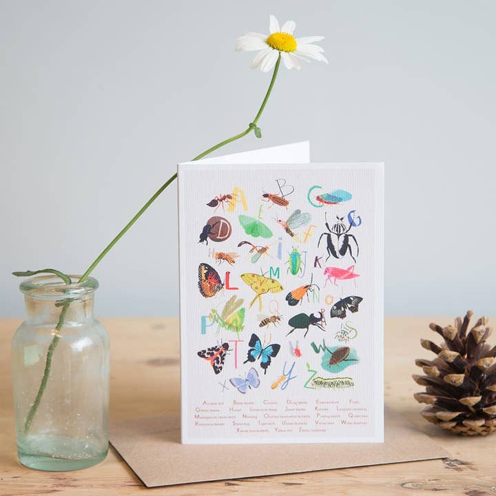 Insect Alphabet Blank Nature Card for wholesale by Sarah Edmonds Illustration