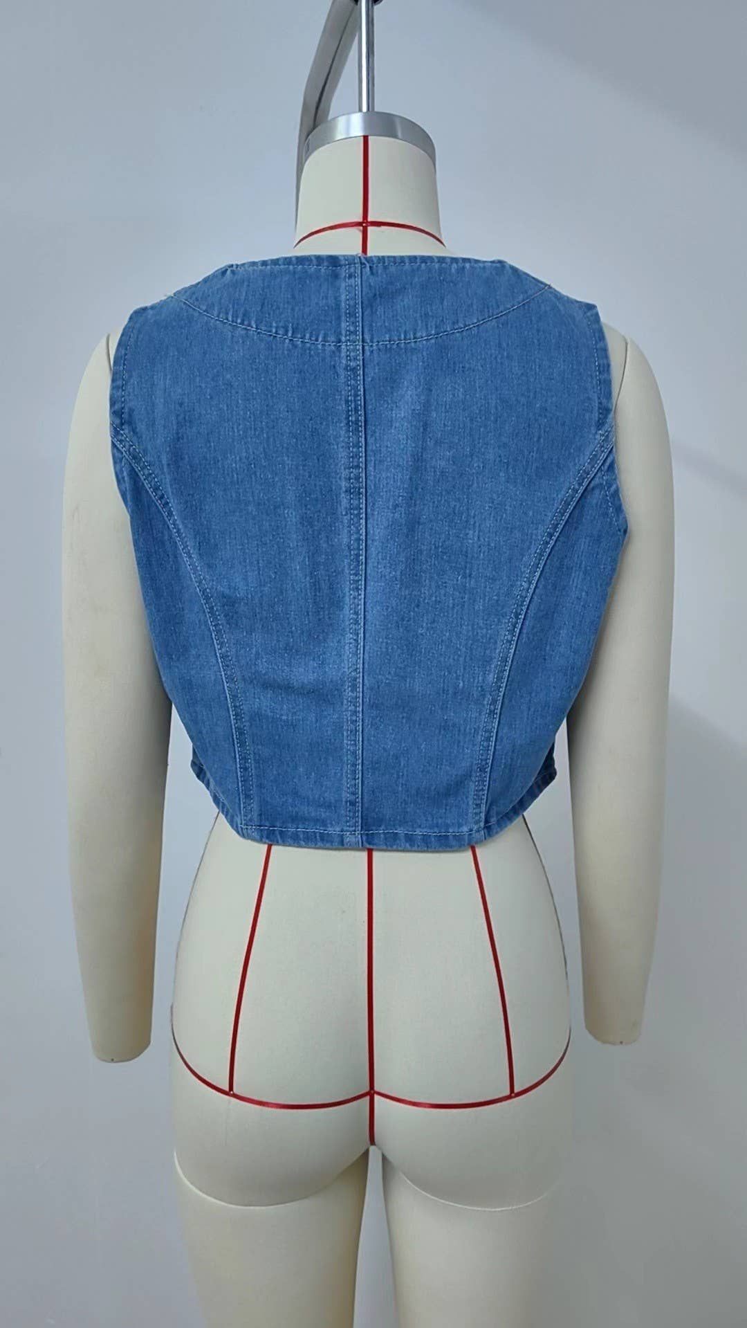 Hope & Sunshine - Wholesale Outerwear Vest - Women's - Washed Denim Vest Sleeveless Crop Top8