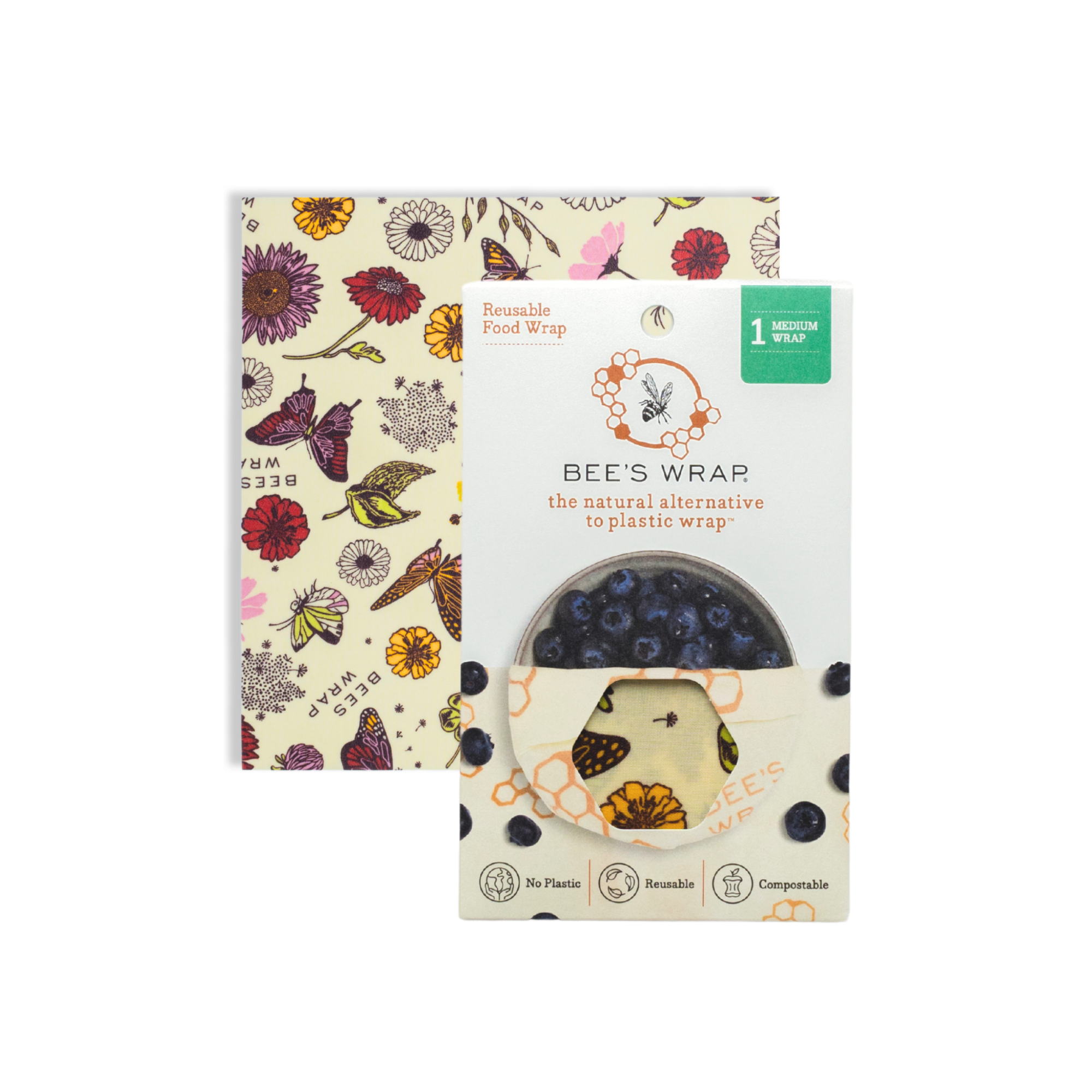 Bee's Wrap - Wholesale Food Storage Container - Medium Wrap - Meadow Magic, Vegan wax3