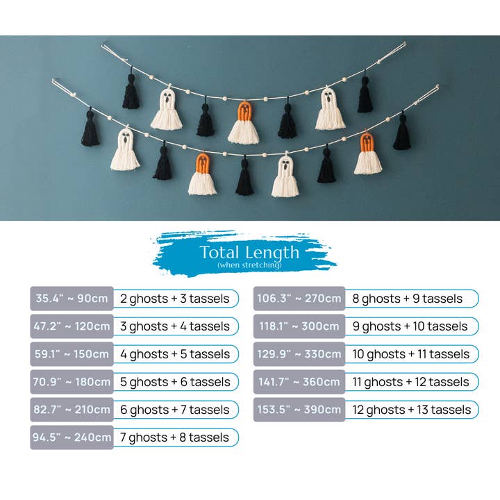 BeanDaikon - Vendita all'ingrosso Bandierine/Ghirlande - Ghirlanda Fantasma Decorazione da Parete in Macramè per Accento Festivo in Casa U131