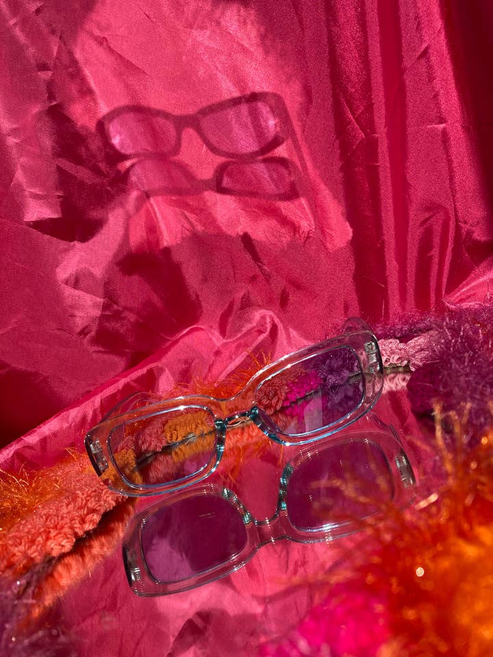 Baby Blue Y2K Sunglasses for wholesale by Isolated Heroes