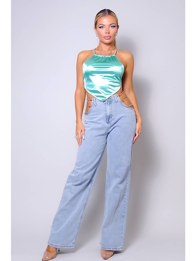 CEFIAN FASHION – Engroshandel Bluse - Dame – CHIC BEDØVELSE SATIN TØRKLÆDE TOP12