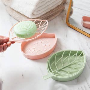 Silicone self draining soap dish, shower steamer tray, non-slip soap