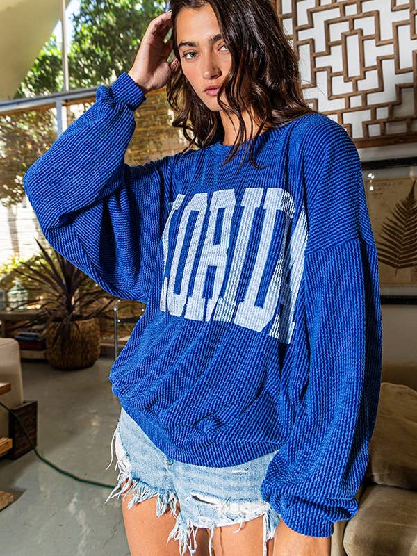 BUCKETLIST - Wholesale Graphic Sweatshirt - Women's - T1770B 'Florida' Comfy Oversize Graphic Sweatshirt, Gameday11