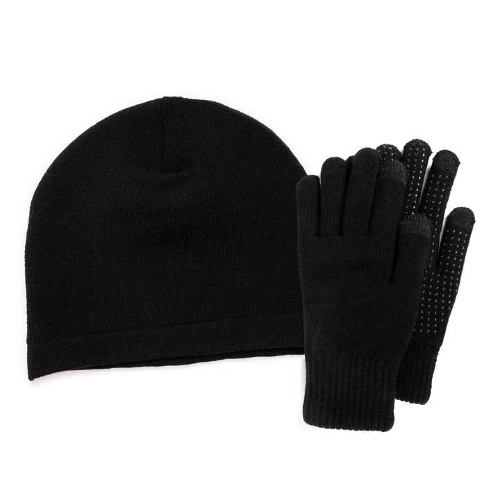 Muk Luks - Wholesale Beanie - Men's - Quietwear Men's Heat Retainer Beanie and Glove Set