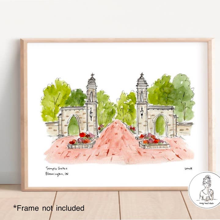 Bloomington, Indiana - Campus. Art Print for wholesale by Messy Heart Studio
