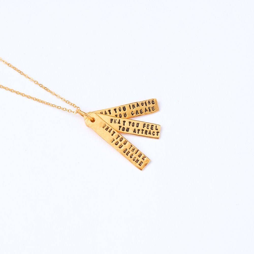 Chocolate and Steel - Wholesale Pendant/Charm Necklace - What you think you become, what you feel you attract, what you imagine you create  -Buddha Quote Necklace12