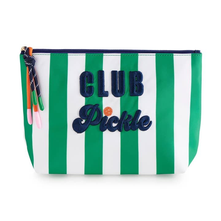 "CLUB PICKLE" LARGE ZIP POUCH, MULTI for wholesale by Shiraleah