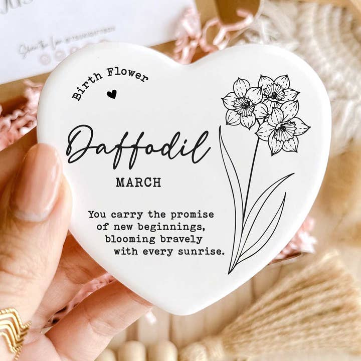 Birth Flower Magnet – Daffodil - March | Ceramic Heart for wholesale by Tsuki Box