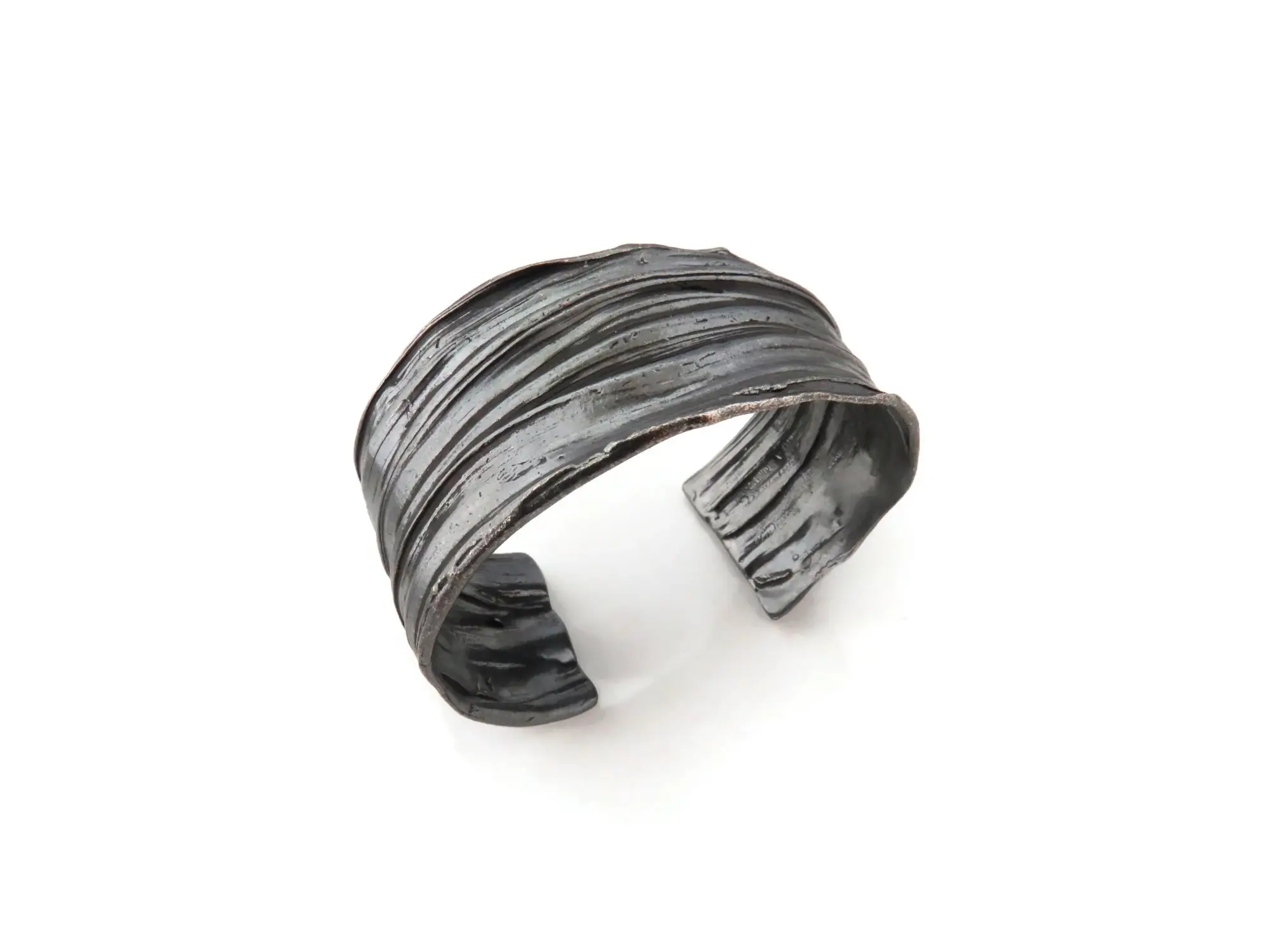 Kimya Joyas - Wholesale Cuff Bracelet - Wide Oxidized Silver Cuff Bracelet, Organic Black Jewelry3