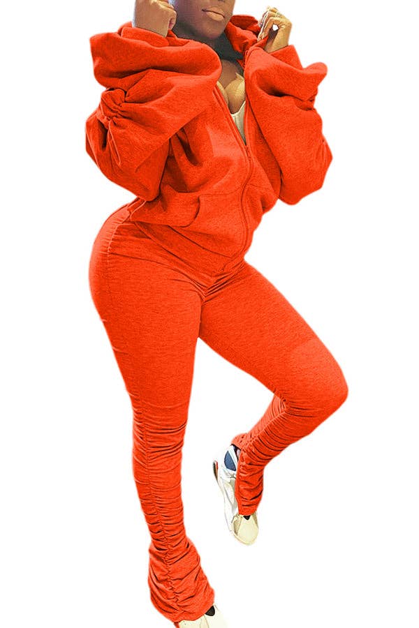 MB Fashion Wholesale - Wholesale Top & Pant Set (NOT Loungewear) - Women's - MB FASHION BACKLESS HOODIE RUFFLE SPLIT PANTS SET 81364