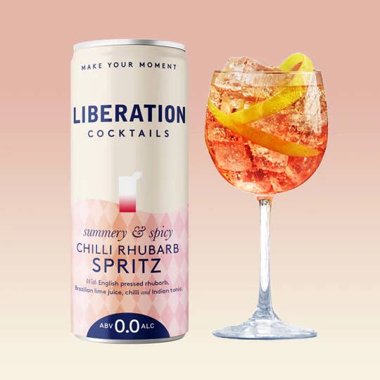 Chilli Rhubarb Spritz alkoholfri 200 ml dåse, 24-pak, 0,0% for engroshandel hos Liberation Cocktails