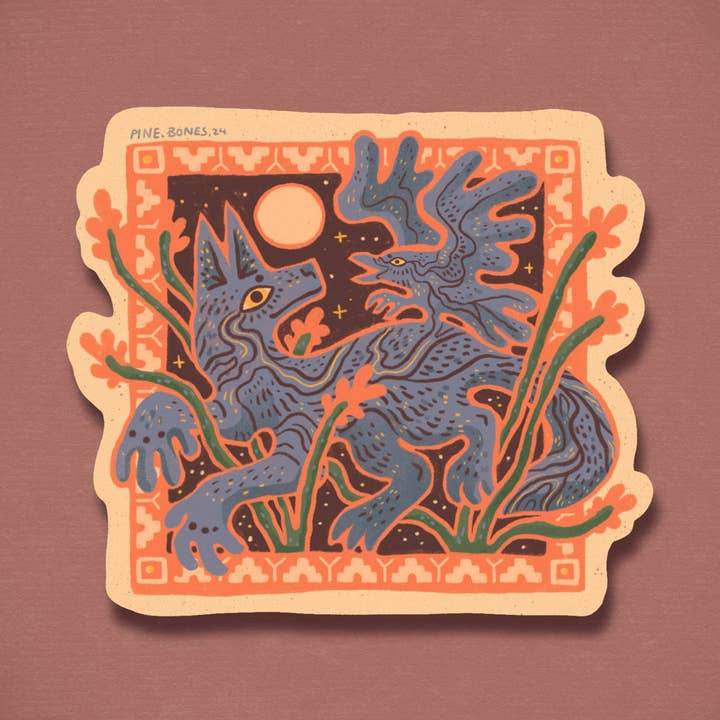 Pine Bones - Wholesale Sticker - Raven, Coyote & Ocotillo - Durable & Weatherproof Sticker0