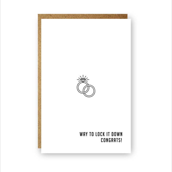 Lock It Down Funny Engagement // Wedding Congrats Card for wholesale by Spiritual Whiskey