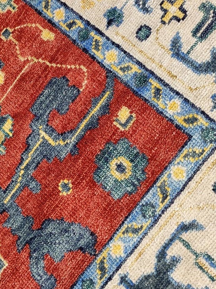 Sandy Gallin 9x12 Red and Ivory Hand-Knotted Oushak Rug for wholesale by Banana Manor Rug Co.