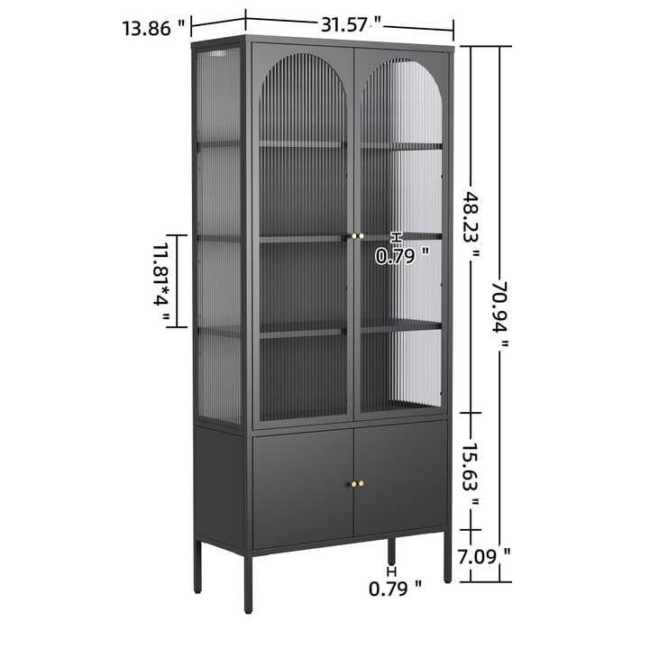 Glamour Home - Wholesale Cabinet - Benton 70.94-inch Black Four Door Metal Storage Cabinet3