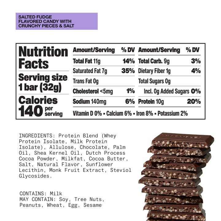 Hormbles Chormbles - Wholesale Chocolate Bar - Salted Fudge Chocolate Protein Candy Bar (12 per carton)4