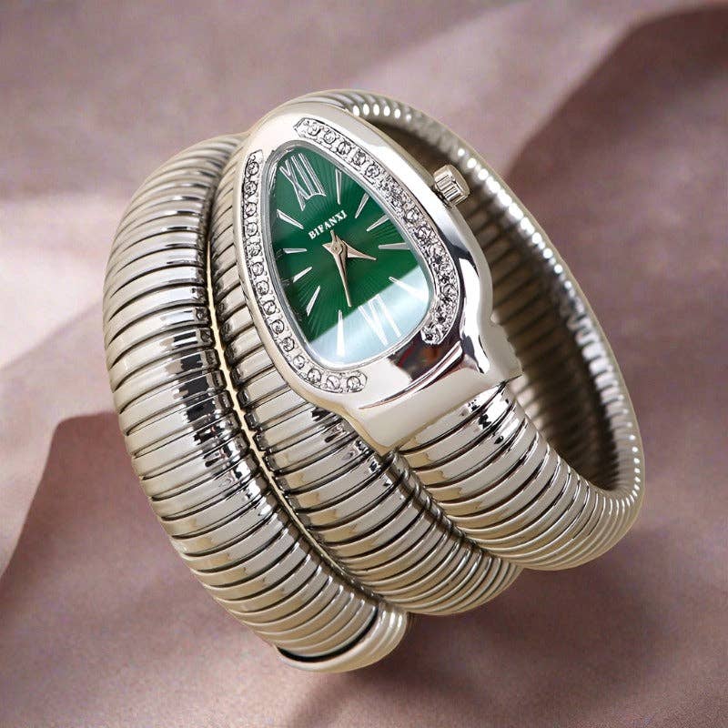 WoodWristCo - Wholesale Wrist Watch - Women's - Vintage Snake Ladies' Fashion Bangle Watch0