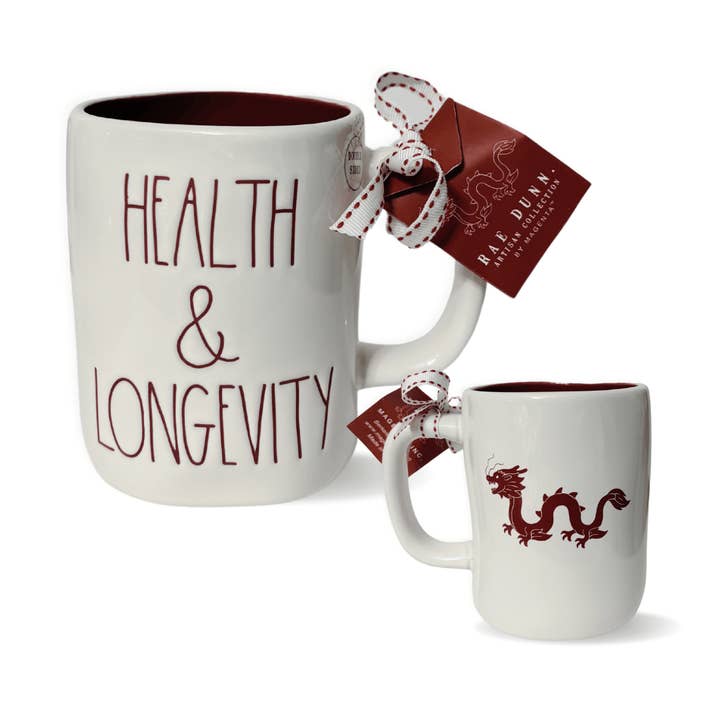 Nevsher Lior - Wholesale Coffee Mug - Rae Dunn Health and Longevity Mug Chinese Dragon Ceramic Mug |. Chinese New Year Mug