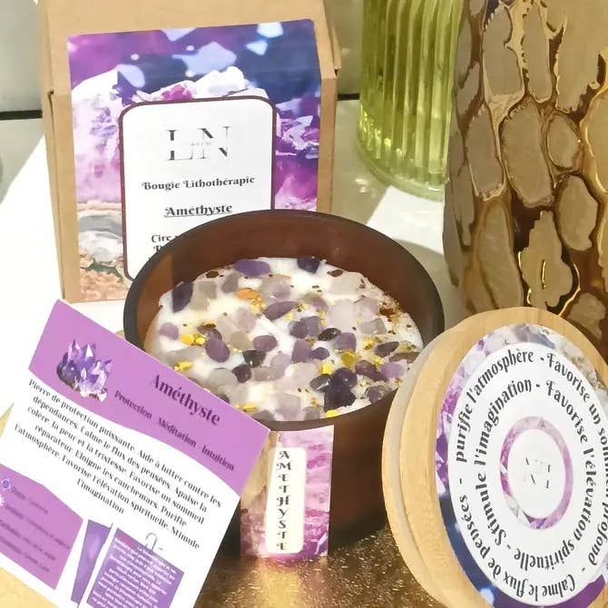 Bougie Lithothérapie Améthyste pour la vente par LNDECO