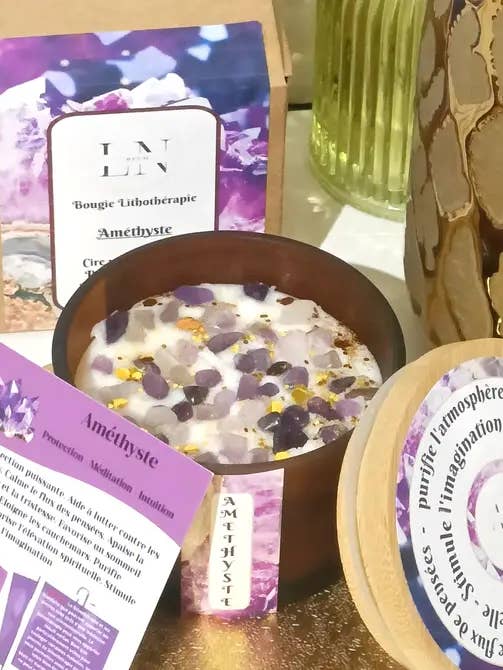 Bougie Lithothérapie Améthyste pour la vente par LNDECO