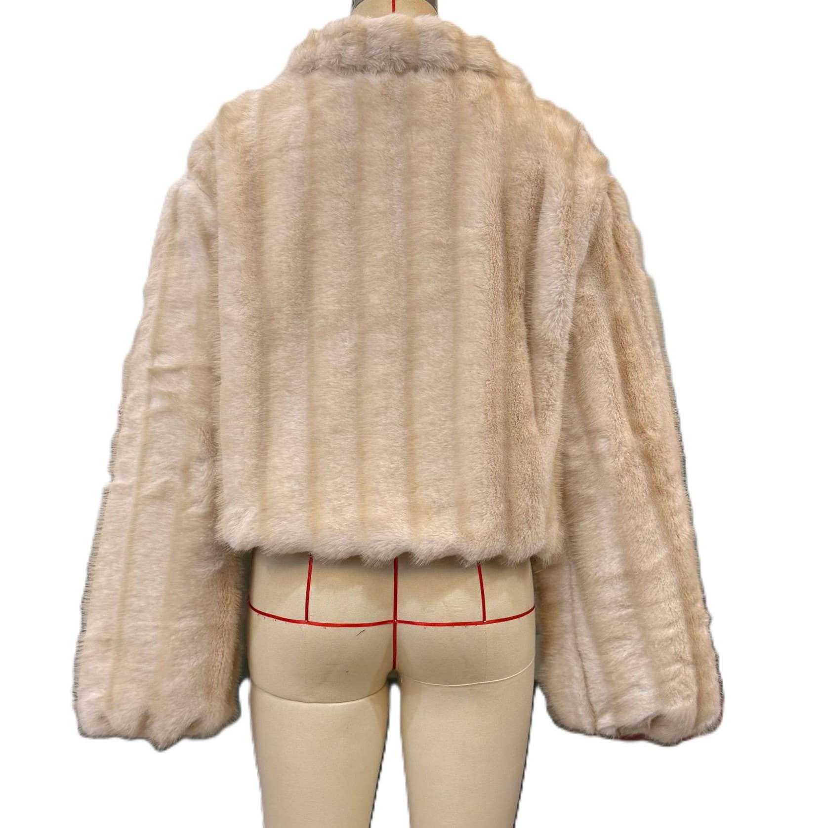 HIDDENBRAND - Wholesale Fur/Faux Fur Coat - Women's - Fashionable Striped Color-Block Faux Fur Jacket1