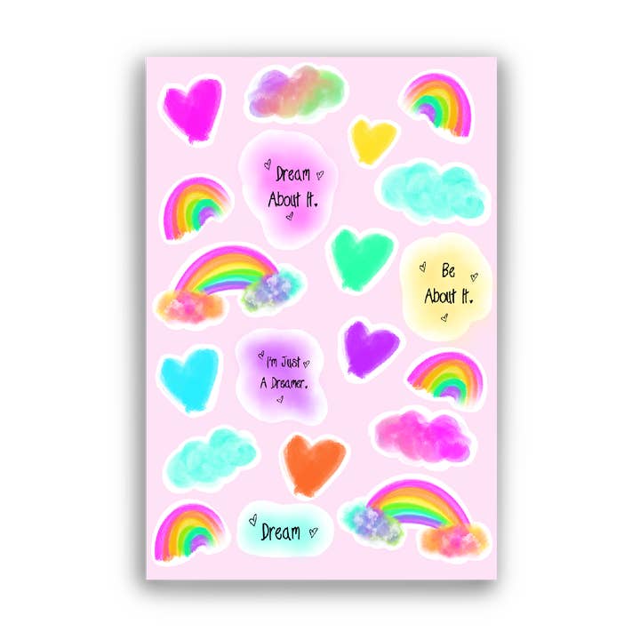 Rainbow Dreams Sticker Sheet for wholesale by Timmery