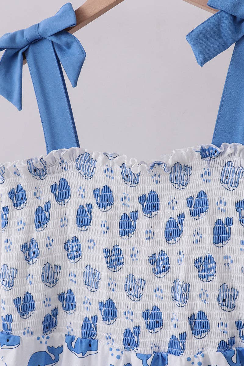 Aspen Rain Boutique - Wholesale Mommy & Me Sets - Blue whale smocked ruffle mom&me dress9