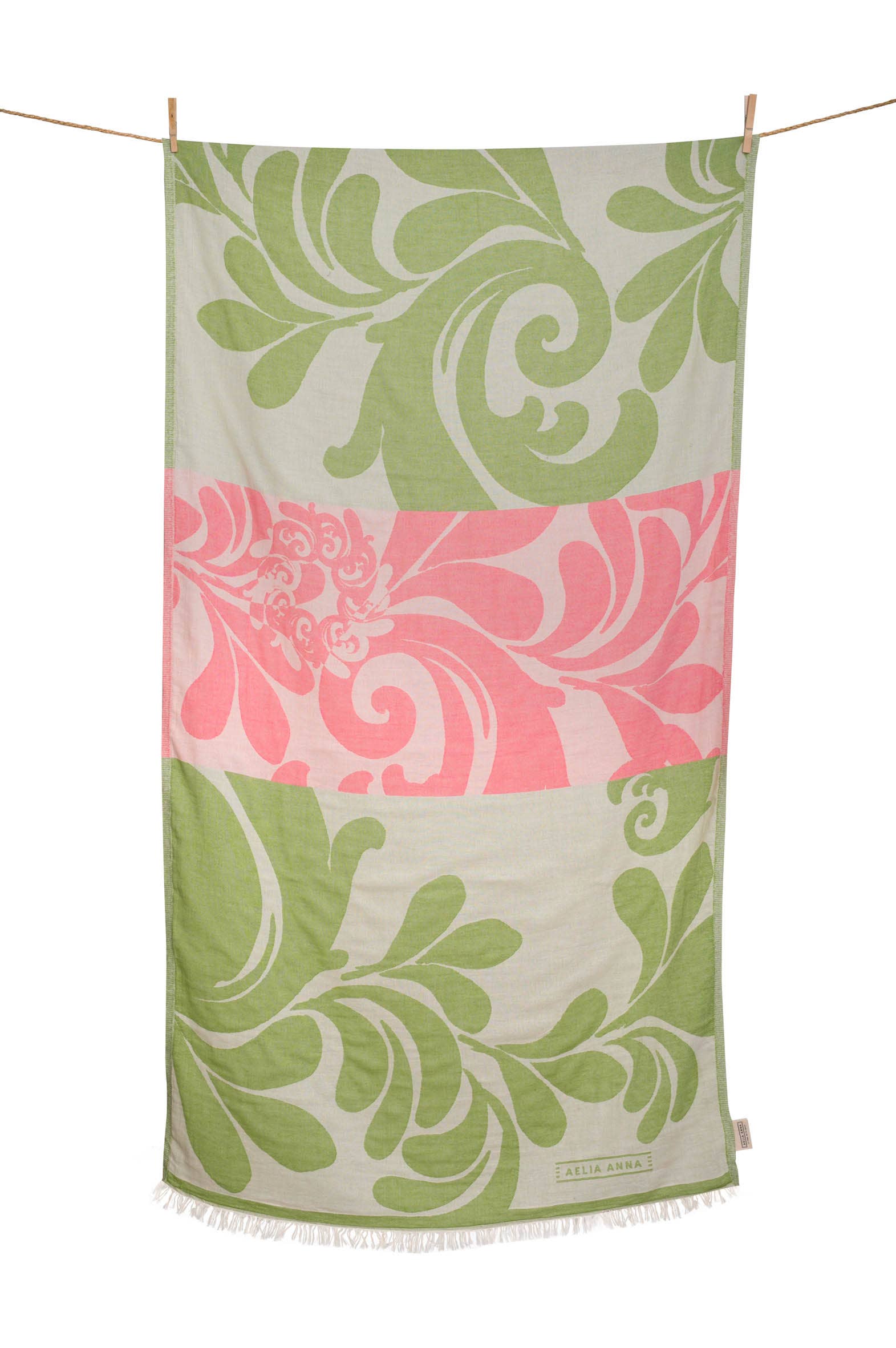 AELIA ANNA - Wholesale Beach Towel - BEACH TOWEL KALIMNOS OLIVE & PINK0