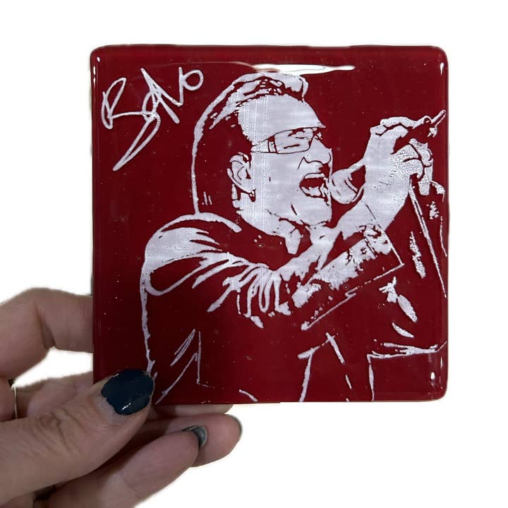 Bono Fused Glass 4" Single Coaster for wholesale by Kiku Handmade | Contemporary Fused Glass Home Goods