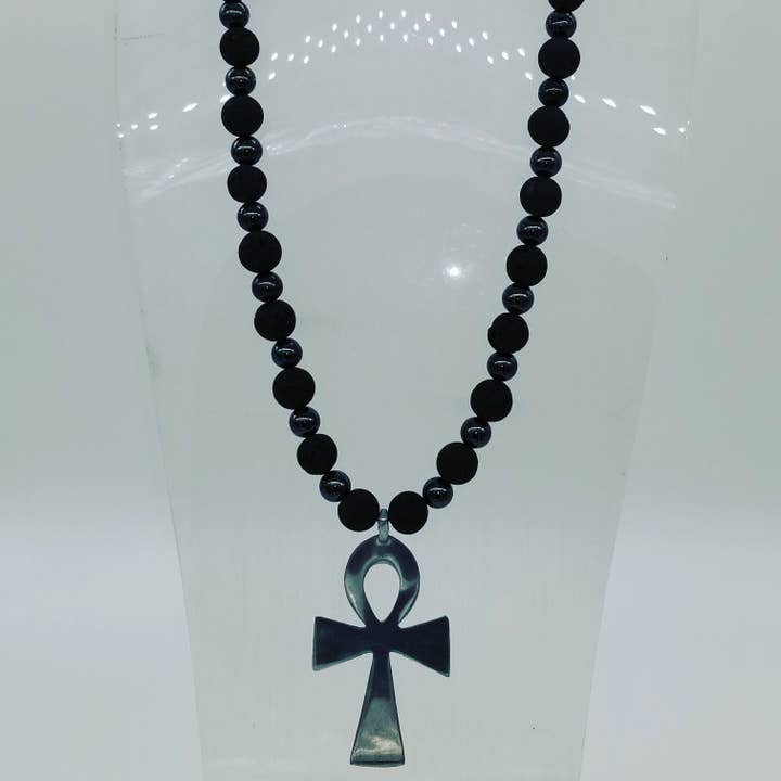 Black onyx Ankh necklace for wholesale by Mahogani Collections