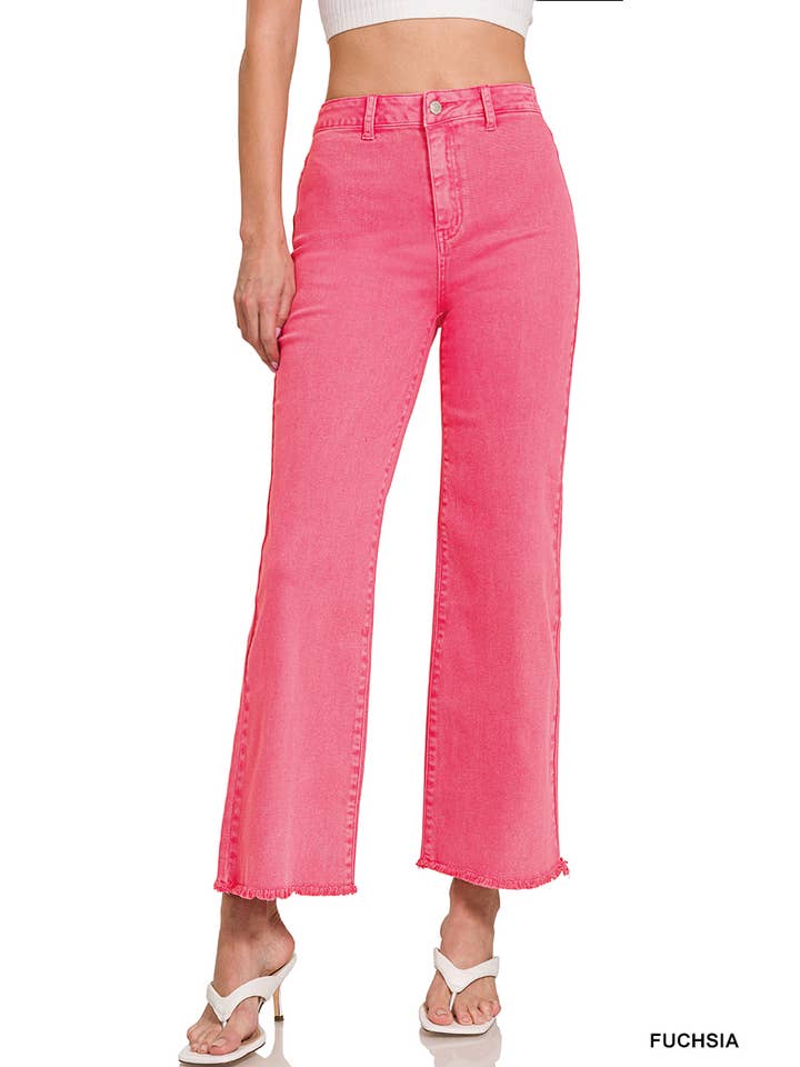 42POPS – wholesale Jeans - Dam – ,,,..Syra-tvättade fransiga avklippta raka vida byxor27