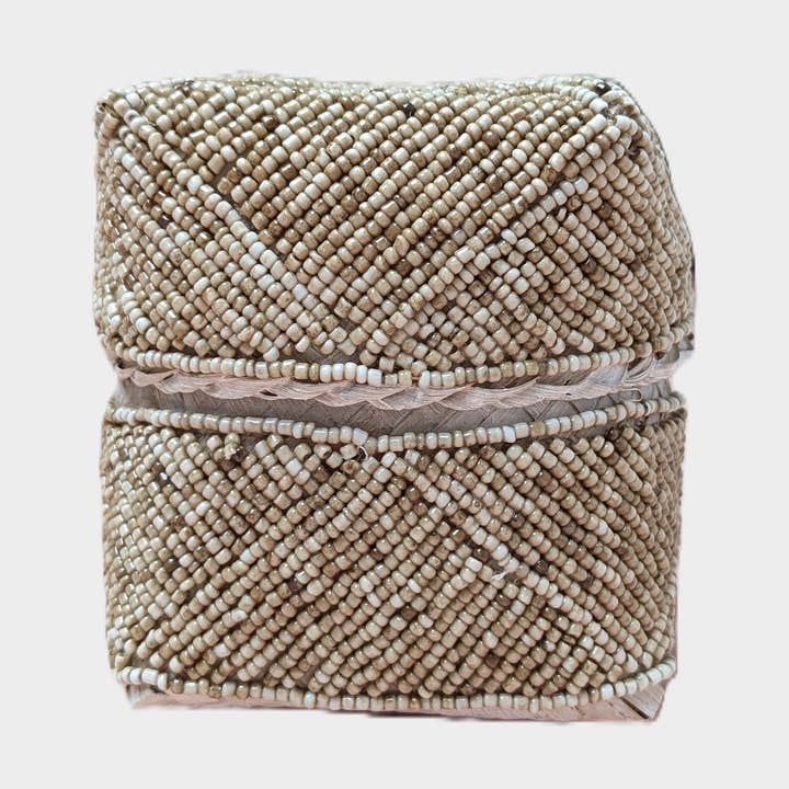 Beads Beige bamboo box small for wholesale by DUA