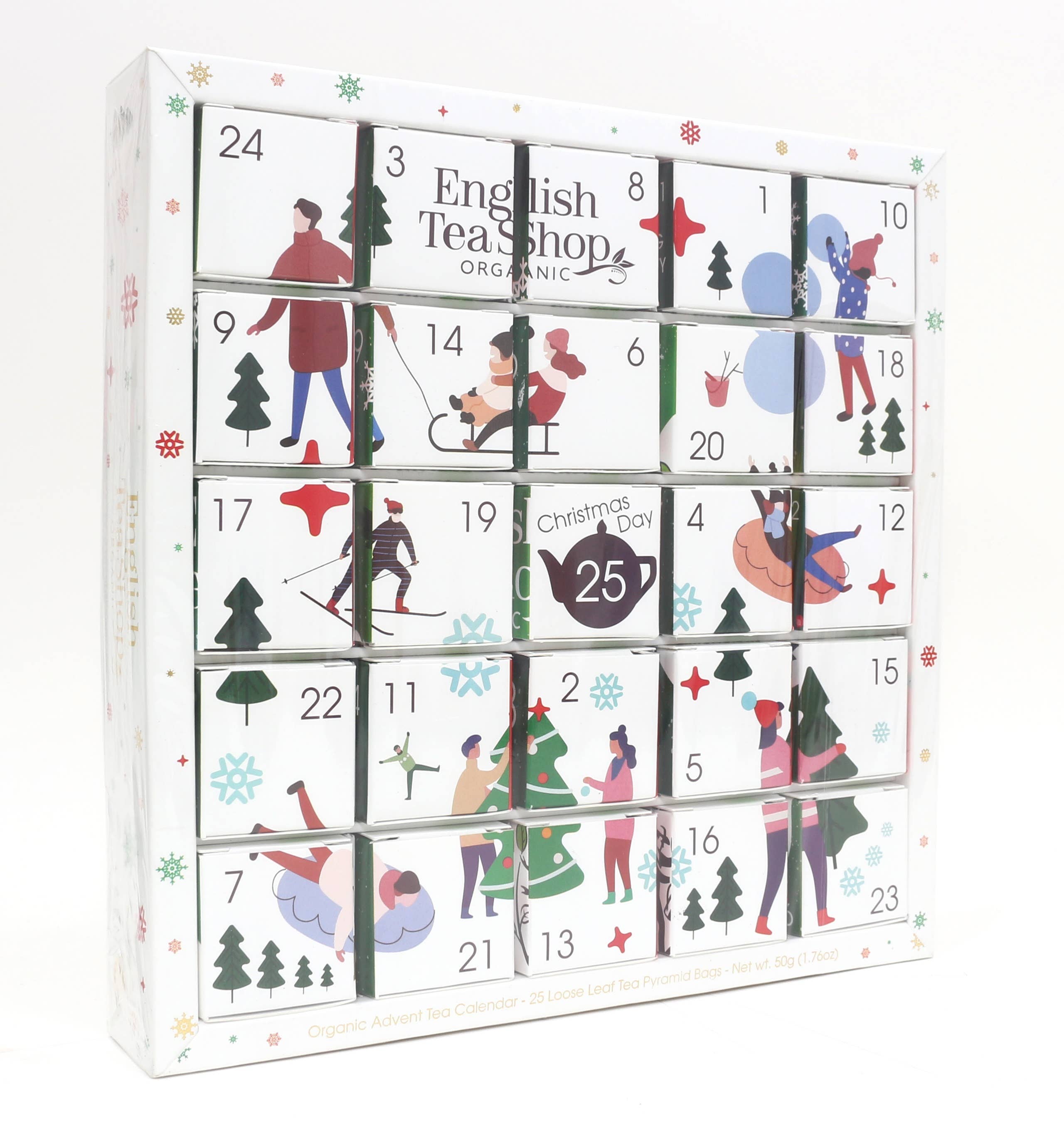 mOrganics Beauty - Wholesale Advent Calendar - English Tea Shop White Puzzle Advent Calendar 25 Pyramid Tea1