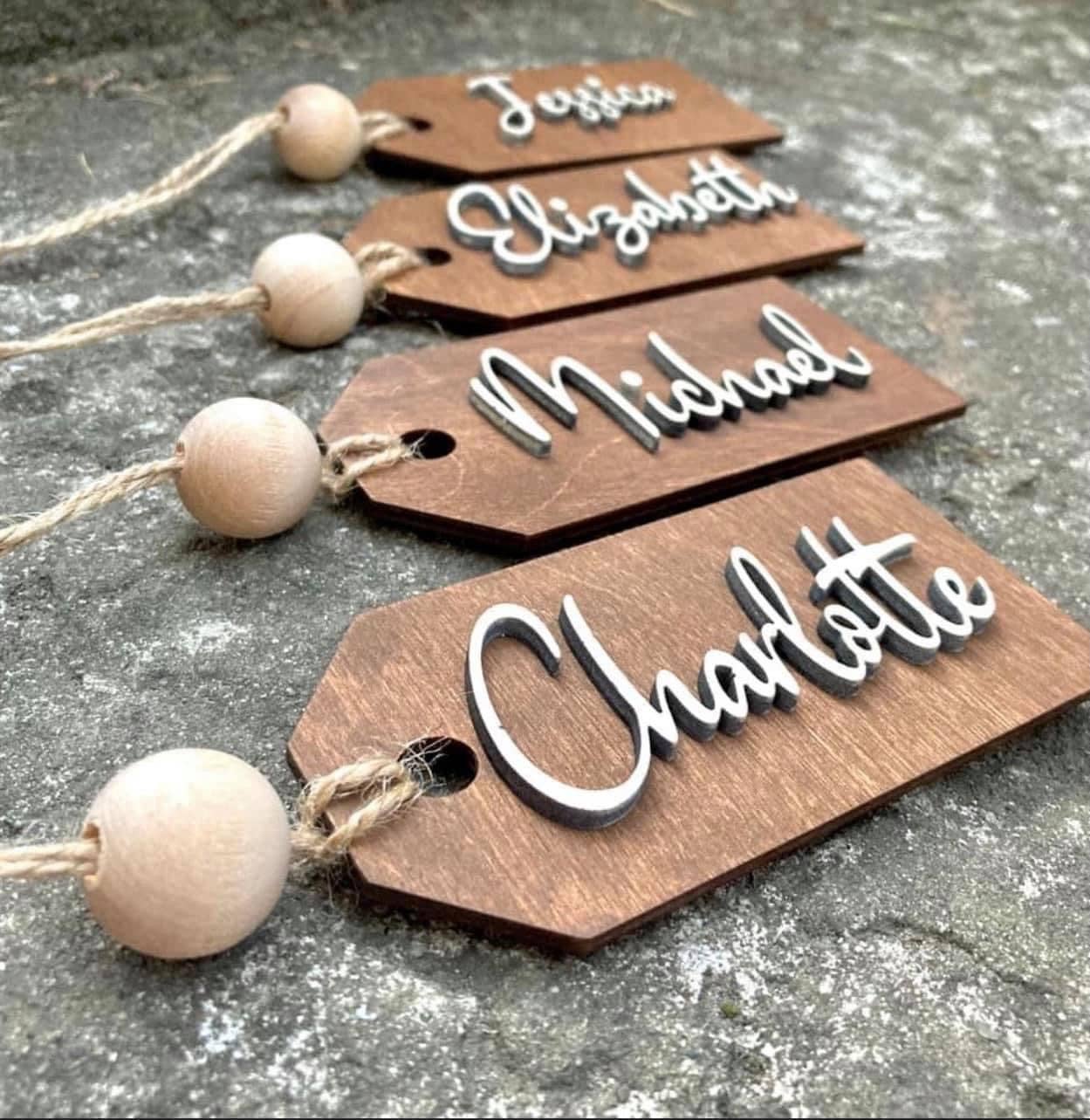 Personalized Wooden Tags, Custom Gift Tags, Wooden Tag, Stocking Name Tag,  Gift Tags, Farmhouse Stocking Tag, Basket Tags, Reusable Gift Tag