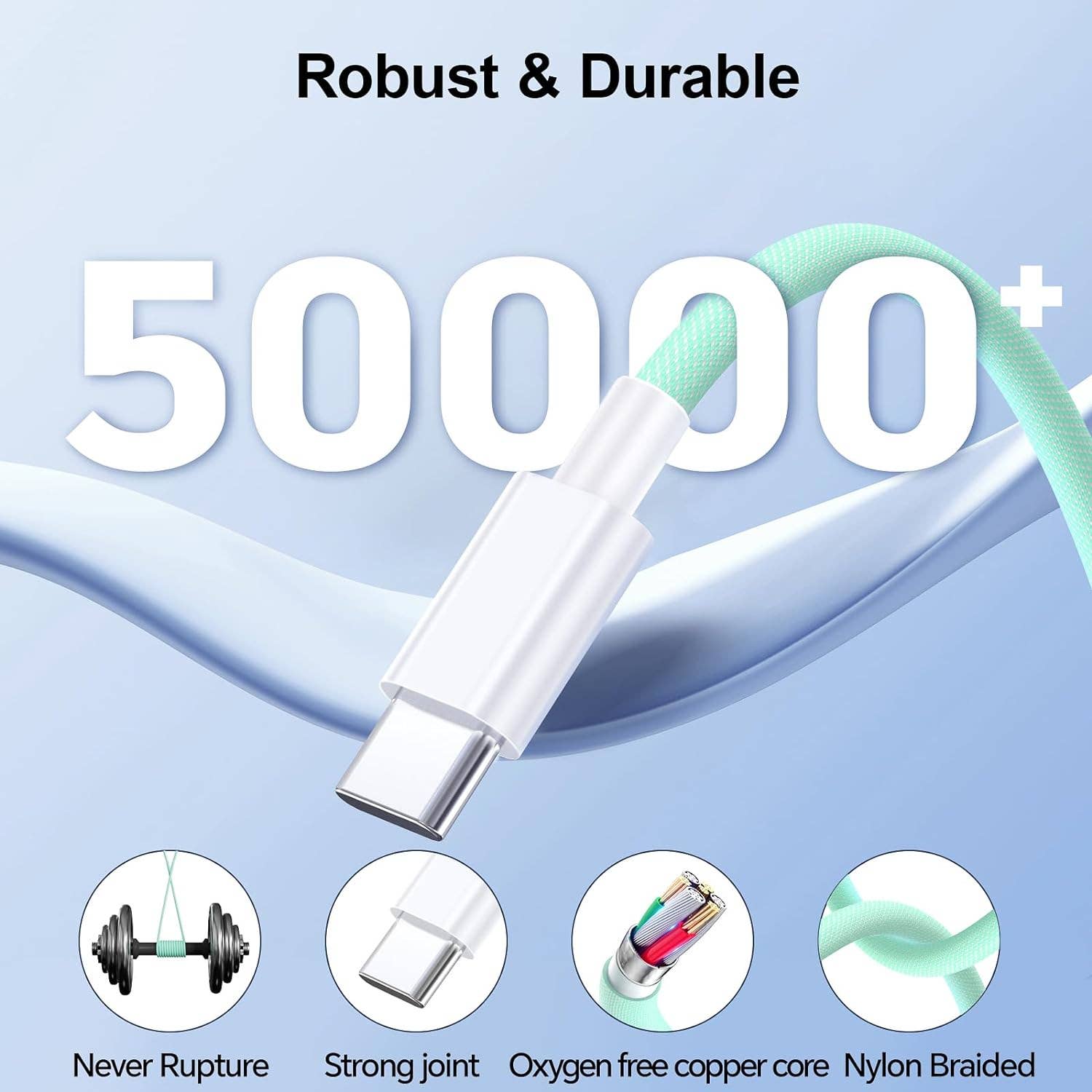 DGN Gadgets - Vente Câble de charge - Câble tressé USB-C à USB-C de charge rapide de 1,8 mètre7