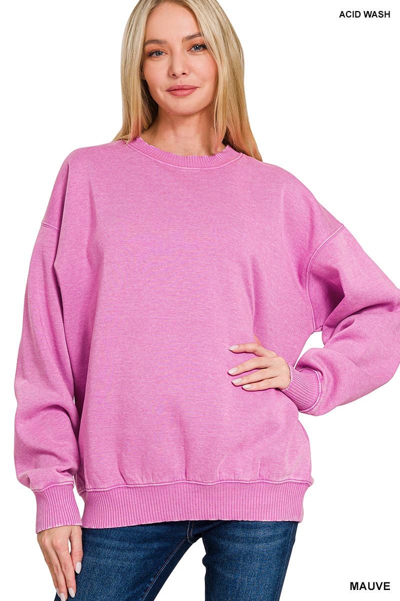 42POPS - Wholesale Sweatshirt - Women's - `.Acid Wash Fleece Oversized Pullover4