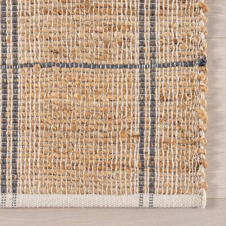 Natural Oscar Plaid Jute Area Rug for wholesale on Faire2