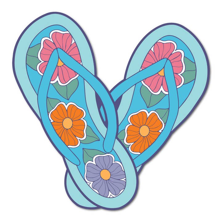 Tropical Floral Flip Flops Sticker for wholesale by B.Goods Designs